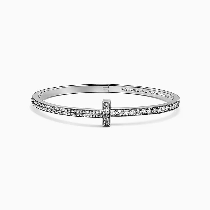 Tiffany T T1 Narrow Pavé Diamond Hinged Bangle